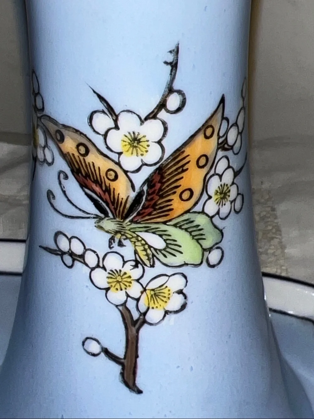 Vintage Noritake Japan hand painted vanity set dogwood butterfly